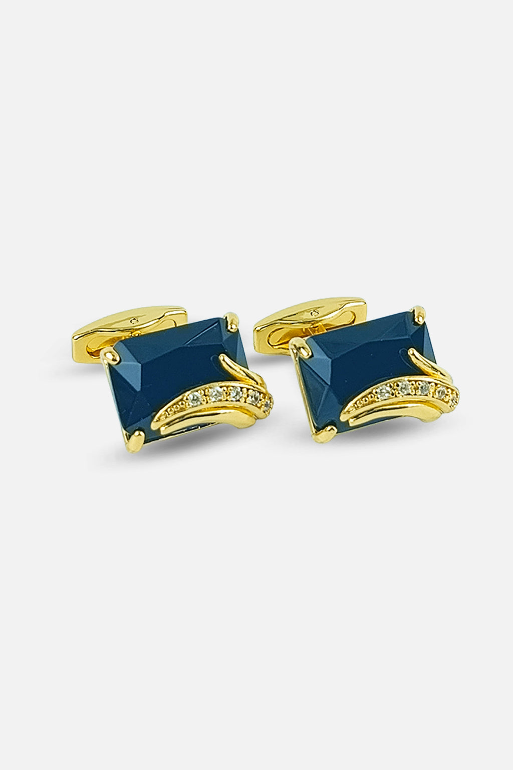 Sophisticated Gold & Onyx-Style Rectangular Swirl Cufflinks (Cufflink 470)