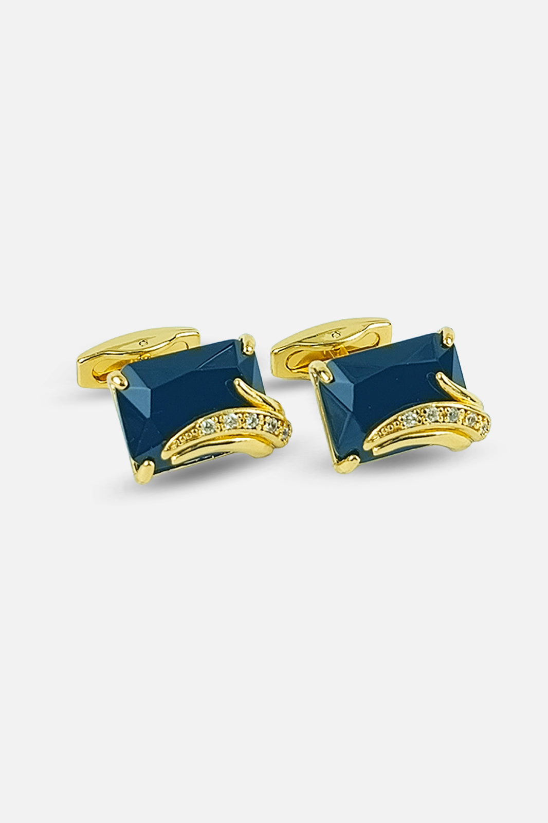 Sophisticated Gold & Onyx-Style Rectangular Swirl Cufflinks (Cufflink 470)