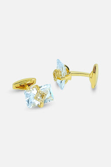 Art Deco-Inspired Gold Rectangular Crystal Cufflinks (Cufflink 471)