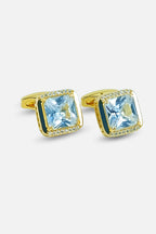 Luxurious Gold Square Crystal Halo Cufflinks (Cufflink 472)