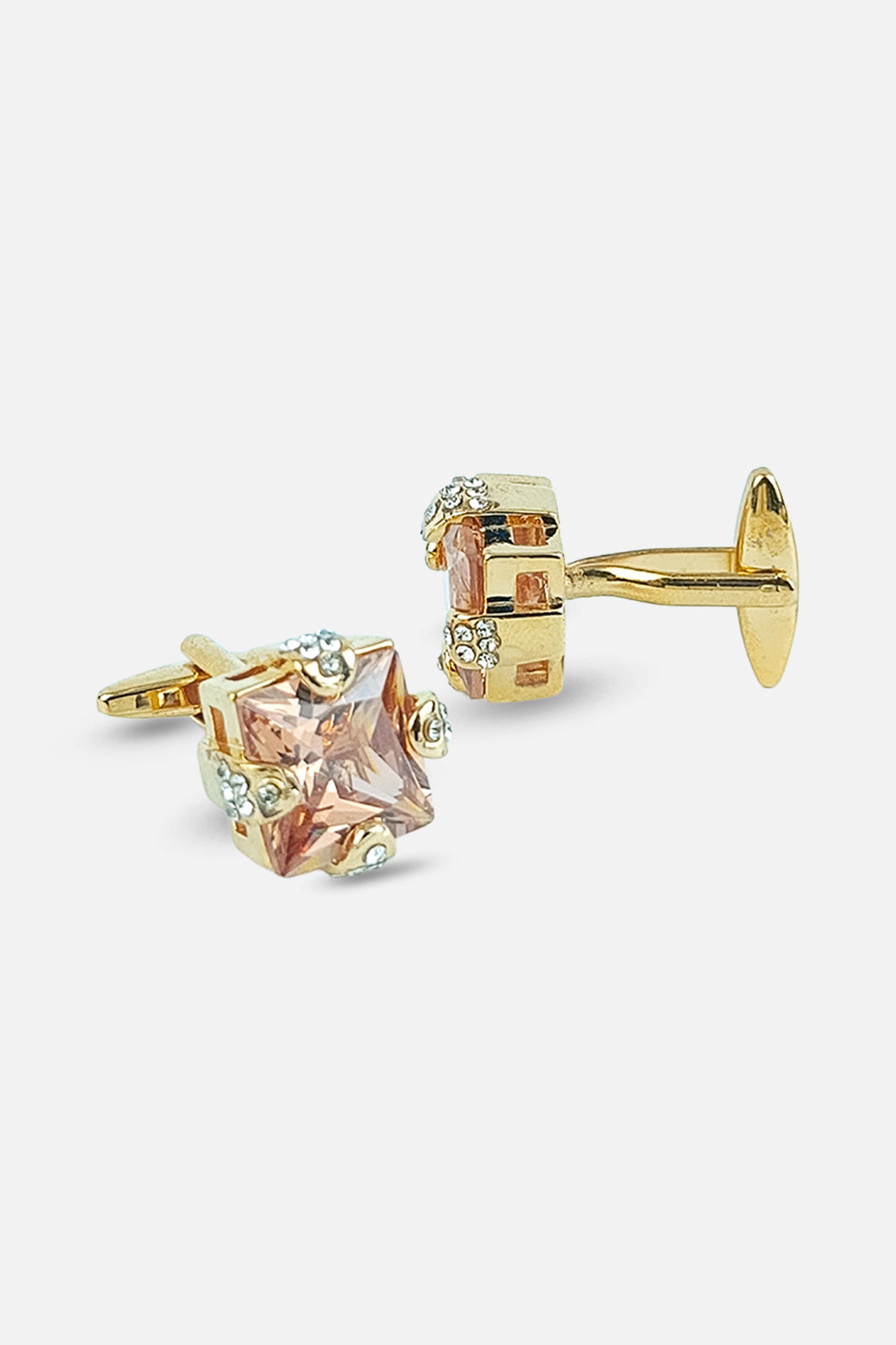 Sophisticated Gold & Champagne Crystal Square Cufflinks (Cufflink 474)