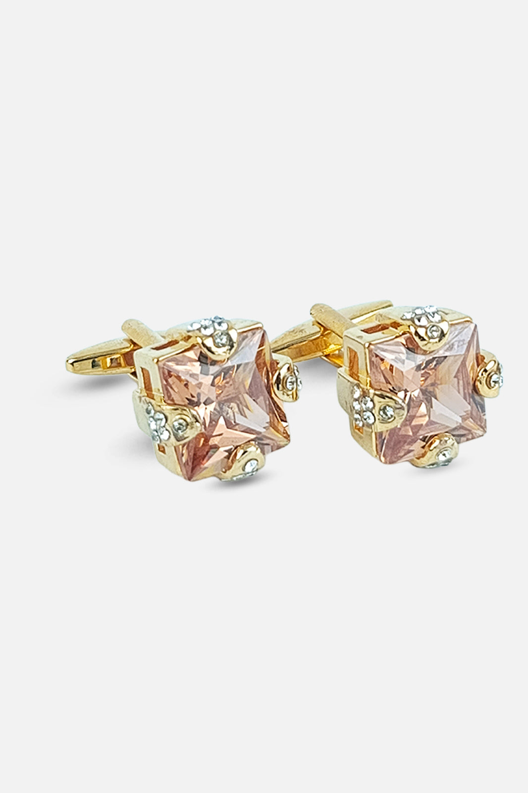 Sophisticated Gold & Champagne Crystal Square Cufflinks (Cufflink 474)