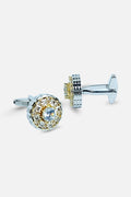 Sophisticated Two-Tone Crystal Halo Cufflinks (Cufflink 475)