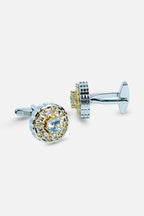 Sophisticated Two-Tone Crystal Halo Cufflinks (Cufflink 475)