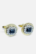 Sophisticated Gold & Onyx-Style Crystal Halo Cufflinks (Cufflink 476)