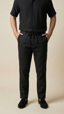 Classic Black Irish Linen Trousers