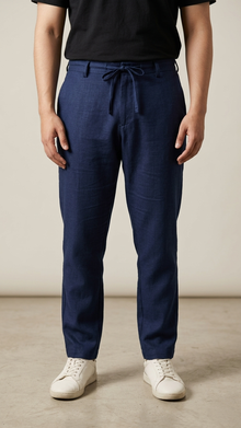 Men’s Navy Irish Linen Trousers