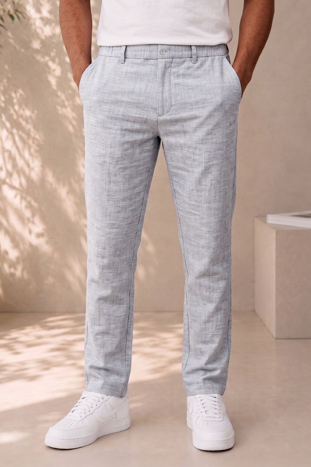 Light Grey Irish Linen Summer Trousers