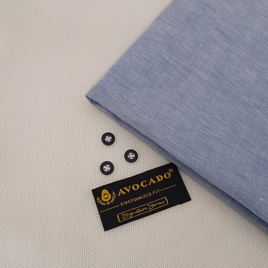 Sky Blue Irish Cotton Shalwar Kameez fabric with Buttons & label