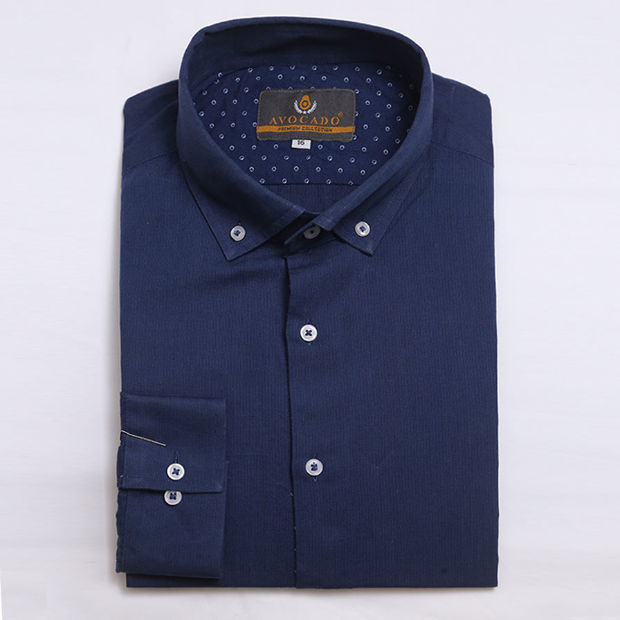 NAVY LINEN DESIGNER SHIRT
