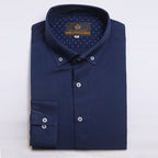 NAVY LINEN DESIGNER SHIRT