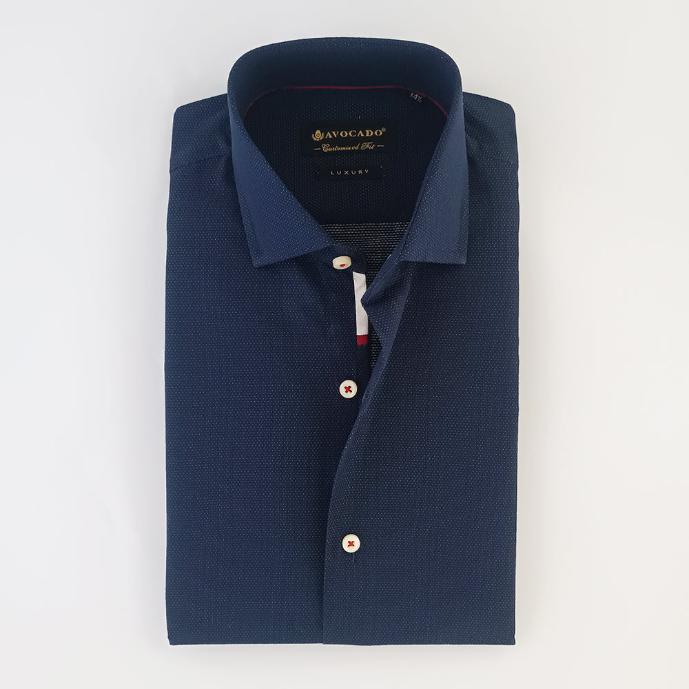 NAVY BLUE DOTTED DESIGNER SHIRT