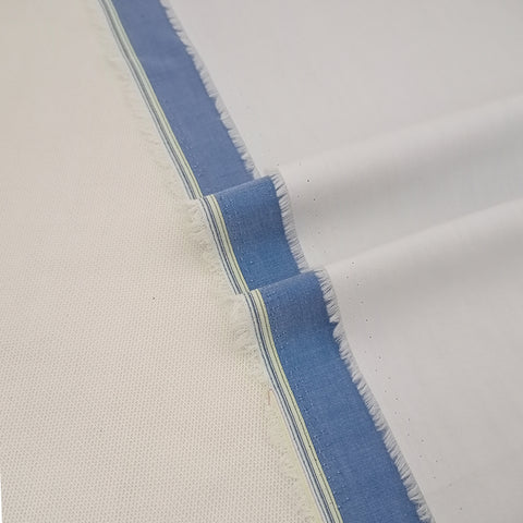Light Blue Oxford Cotton Kurta Fabric & Egg White Broadcloth Trouser fabric with Buttons & label