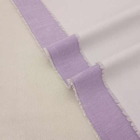 Light Purple Cotton Irish Kurta Fabric & Egg White Broadcloth Trouser fabric with Buttons & label
