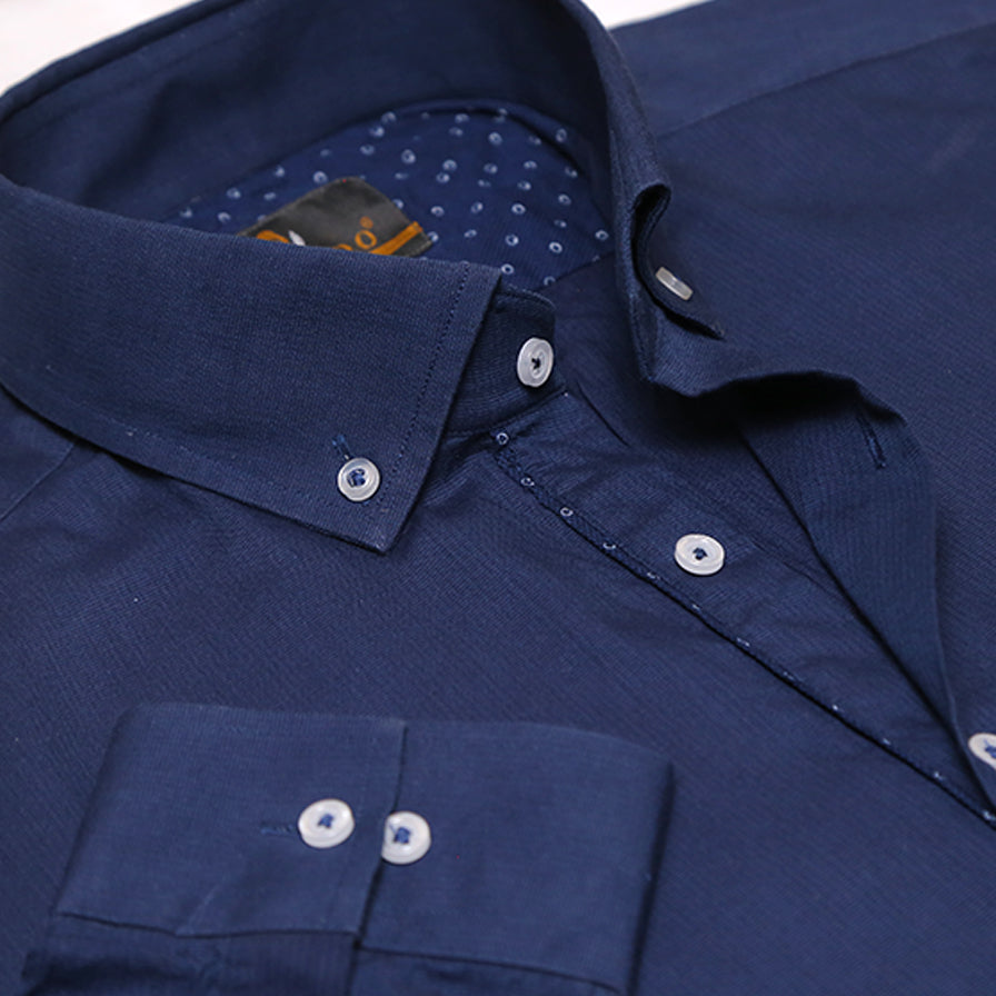 NAVY LINEN DESIGNER SHIRT