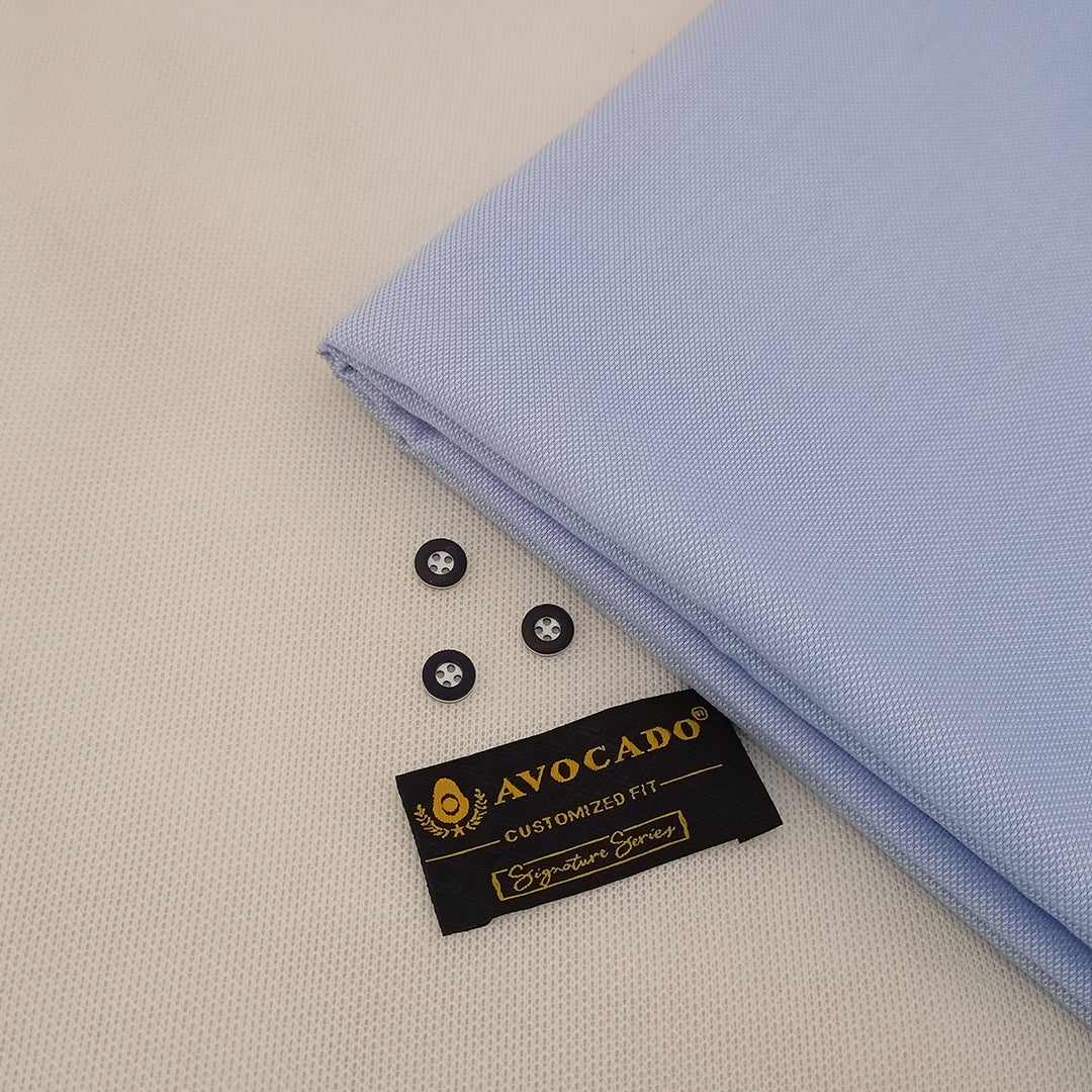 Sky Blue Self Shalwar Kameez fabric with Buttons & label