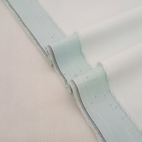 Sea Green Self Irish Cotton Kurta Fabric & Egg White Broadcloth Trouser fabric with Buttons & label