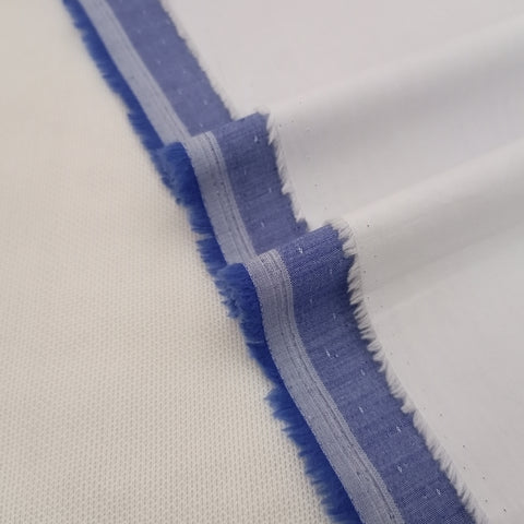 Blue Jackquard Self Texture Cotton Fabric & Egg White Trouser fabric