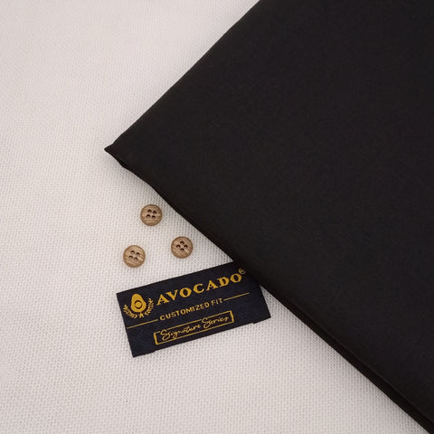BLack Irish Cotton Shalwar Kameez fabric with Buttons & label