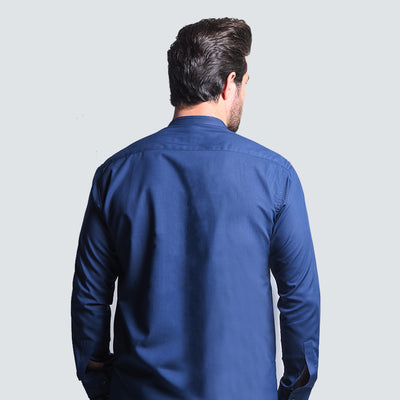 PREMIUM DARK BLUE DESIGNER BLANDED SHERWANI COLLAR SHALWAR KAMEEZ By Avocado menswear