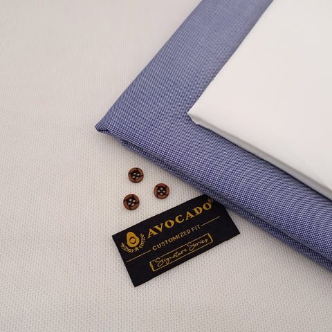 Blue Pin point Cotton Fabric & Egg White Broadcloth Trouser fabric