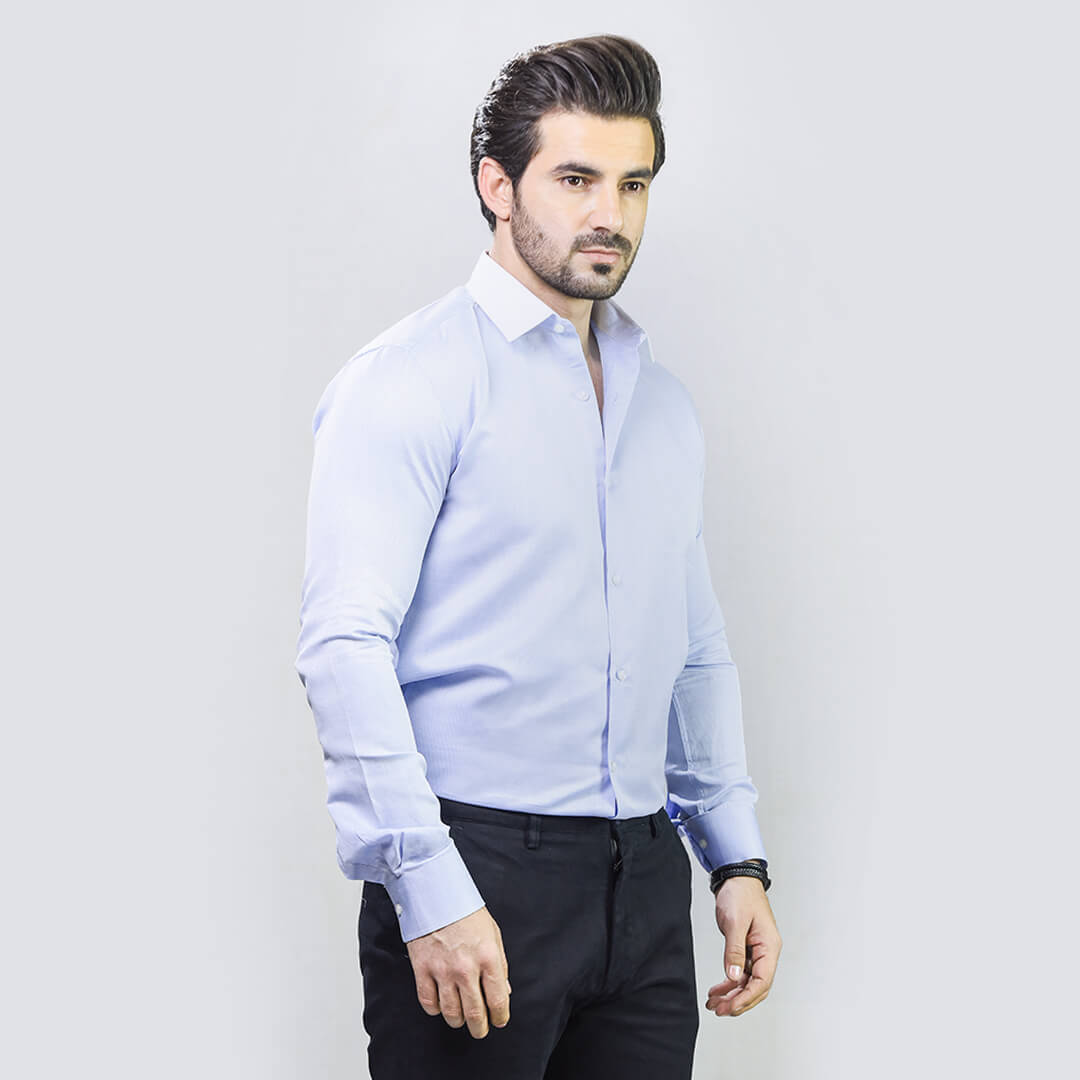 SKY BLUE WHITE COLLAR SHIRT