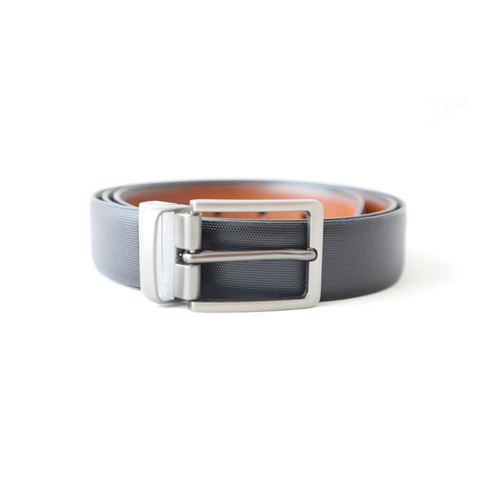 BLACK & LIGHT BROWN TEXTURE REVERSABLE BELT