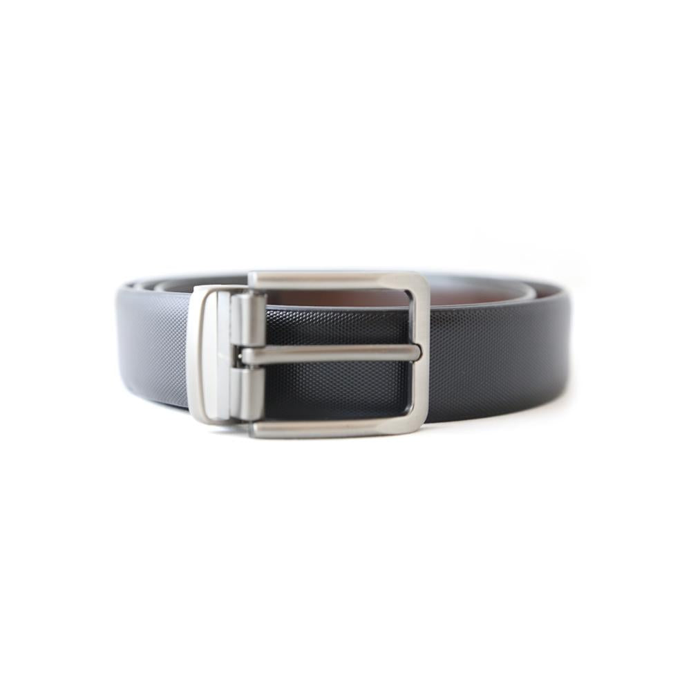 BLACK & DARK BROWN TEXTURE REVERSABLE BELT