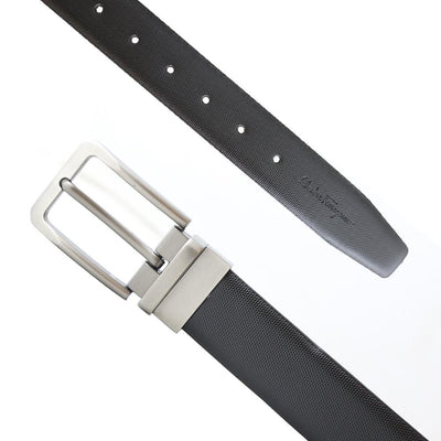 BLACK & DARK BROWN TEXTURE REVERSABLE BELT