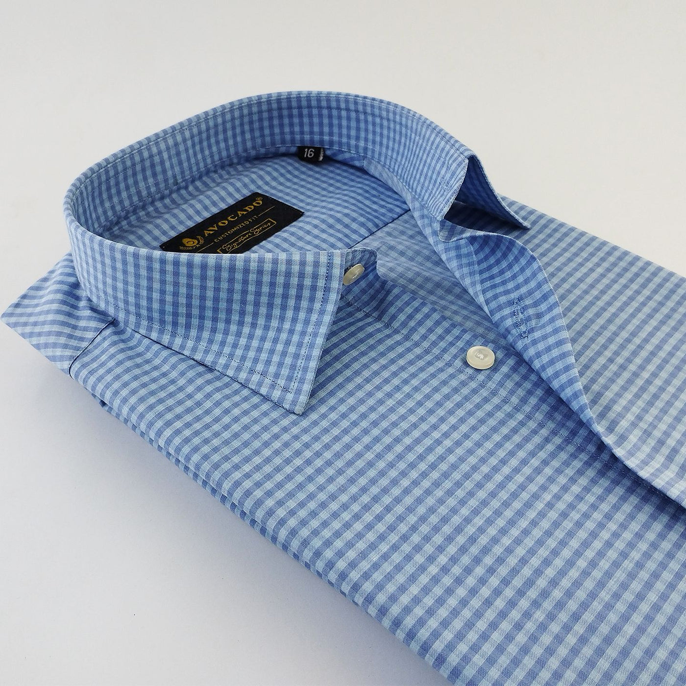 Light Blue & Navy Gingham Check Shirt