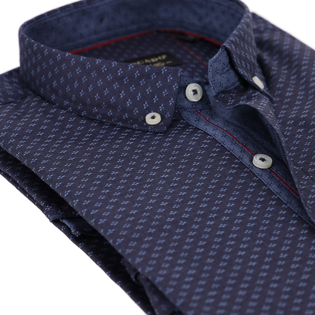 NAVY BLUE PRINTED FORMAL SHIRT