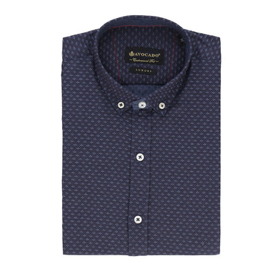 NAVY BLUE PRINTED FORMAL SHIRT