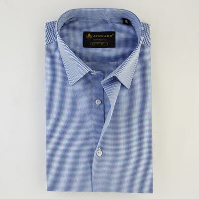 Light Blue & White Small Box Check Shirt