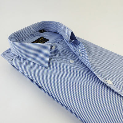 Light Blue & White Small Box Check Shirt