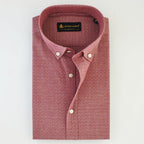 Red Cross White Self Texture Shirt