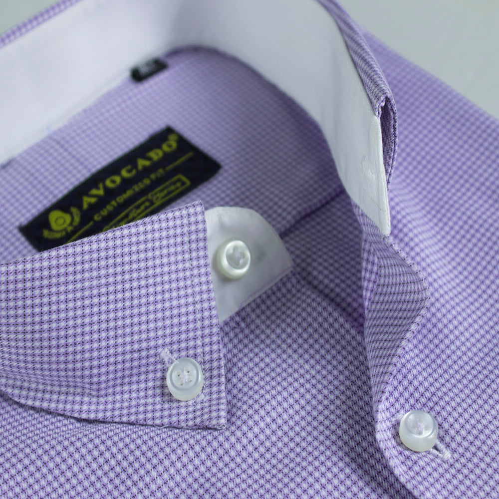 PURPLE CHECKERED BUTTON DOWN SHIRT