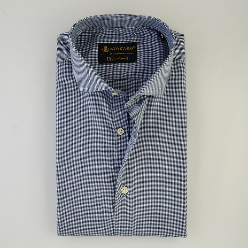 Navy & White Gingham Checkered Shirt