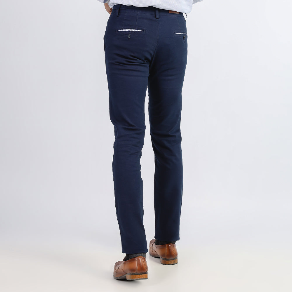 NAVY BLUE SELF TEXTURE COTTON CHINO PANT
