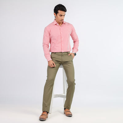 Green Plain Cotton Chino Pant