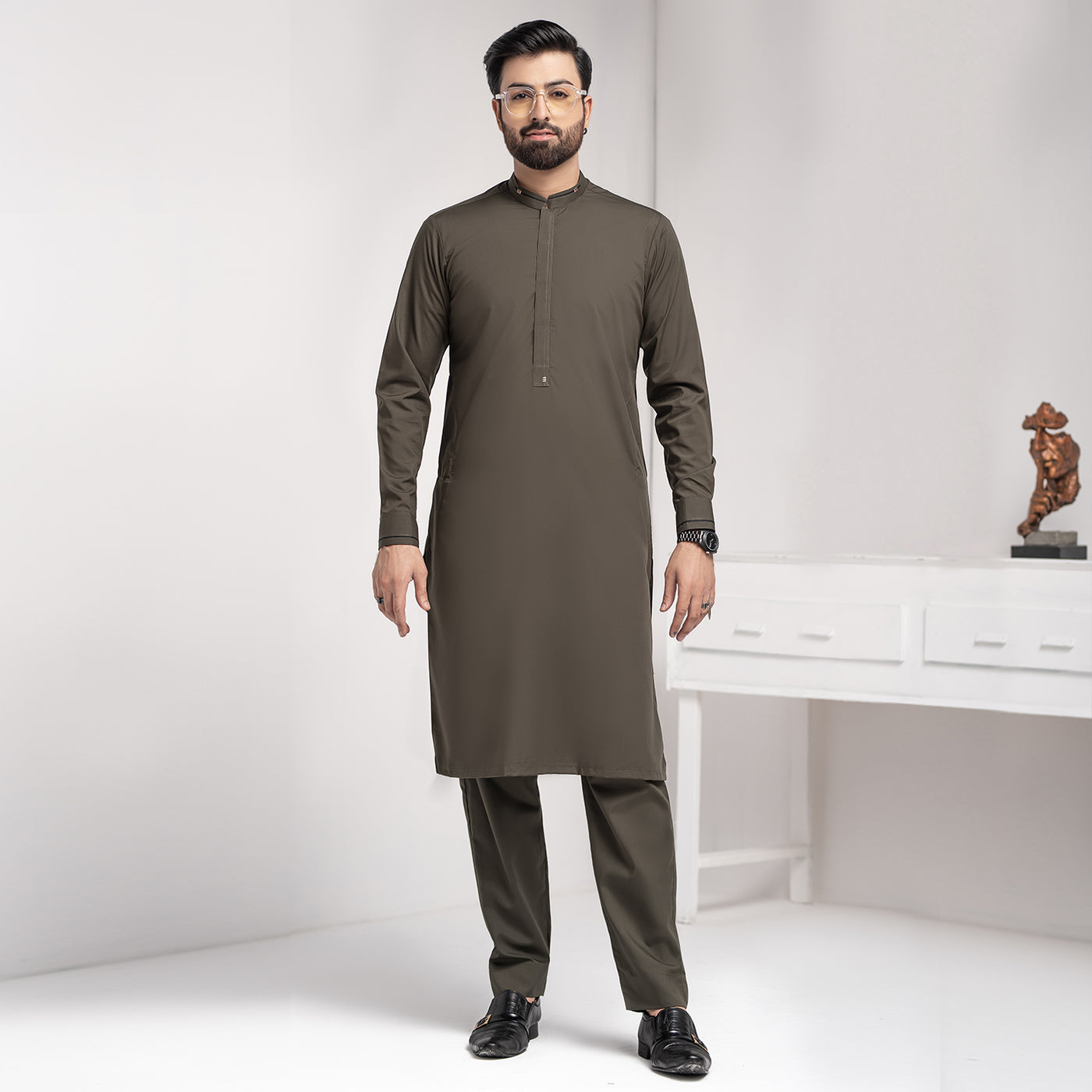 Dark Green Premium Blanded Designer Kurta Pajama