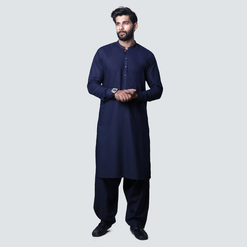 NAVY BLUE DESIGNER BLANDED SHALWAR KAMEEZ FOR MEN – AVOCADO