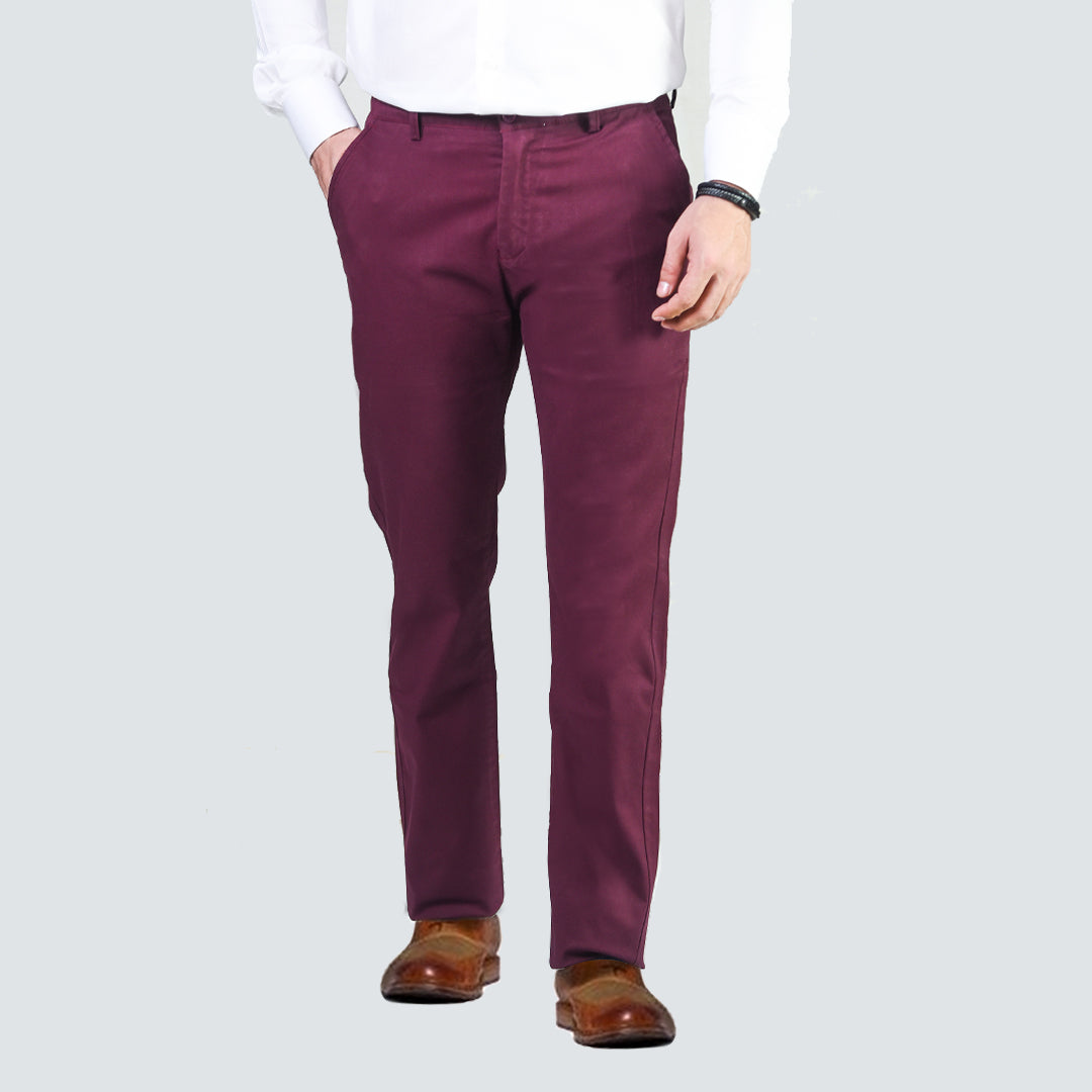 Maroon Slim Fit Cotton Chino Pant