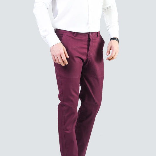 Maroon Slim Fit Cotton Chino Pant for men