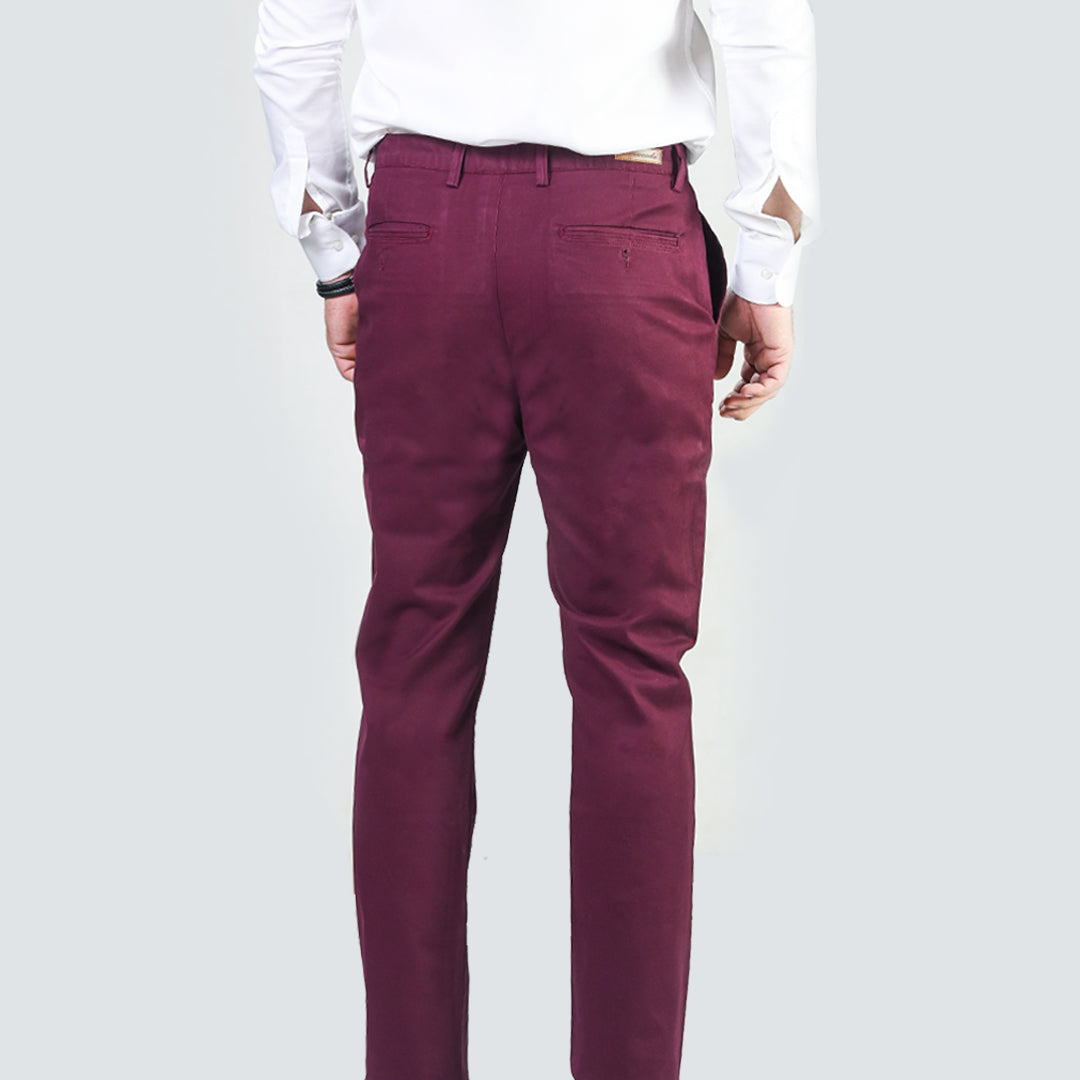 MAROON SLIM FIT COTTON CHINO PANT