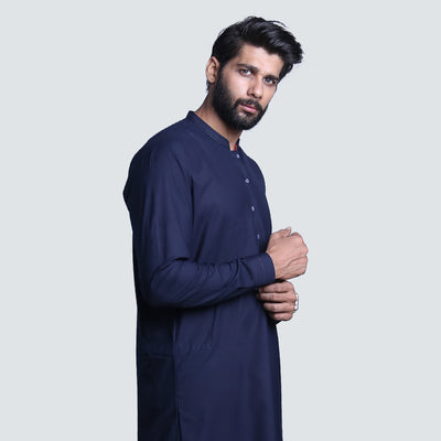 NAVY BLUE DESIGNER BLANDED SHALWAR KAMEEZ FOR MEN