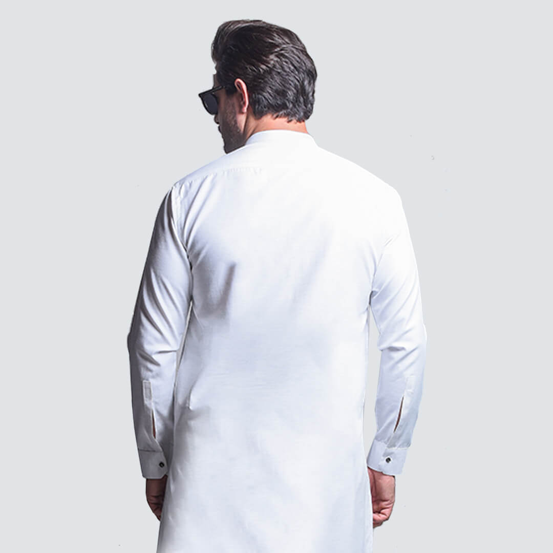 OFF WHITE LIGHT TEXTURE COTTON  SHERWANI COLLAR