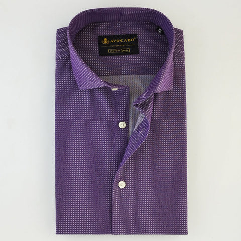 Dark Purple & White Dotted Texture Shirt