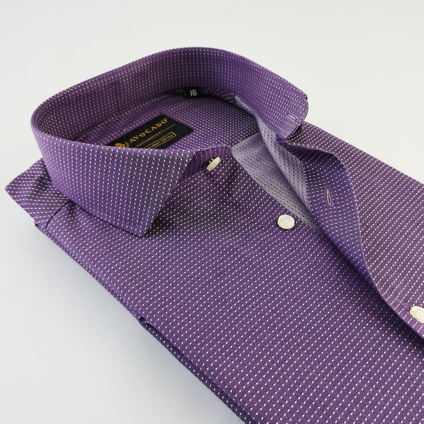 Dark Purple & White Dotted Texture Shirt