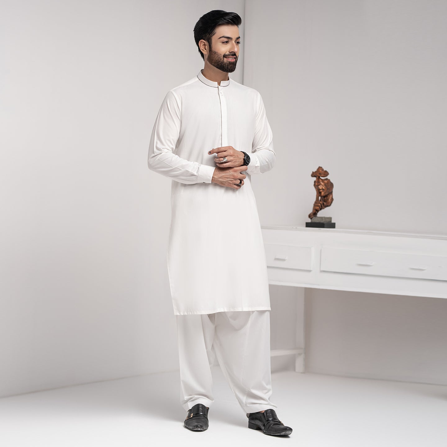 Off White Premium Blanded Designer kameez Shalwar