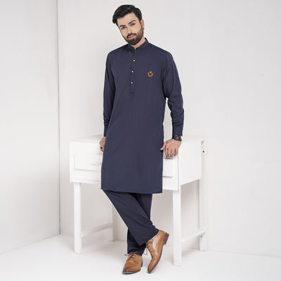 Navy Premium Blanded Designer Kurta Pajama